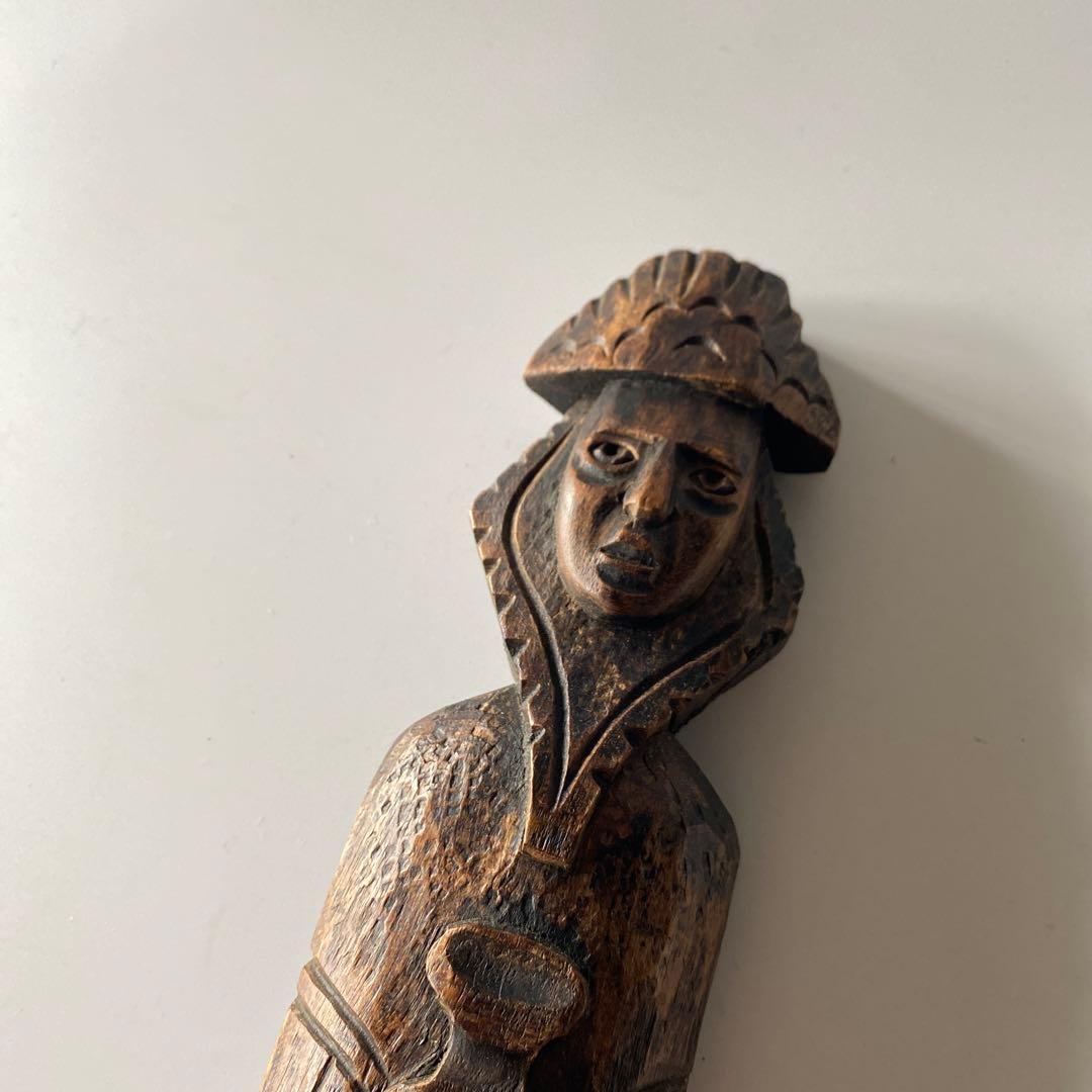 フランス入手 アフリカ木彫 祖霊像 高さ40cm超 プリミティブアート 木彫り像