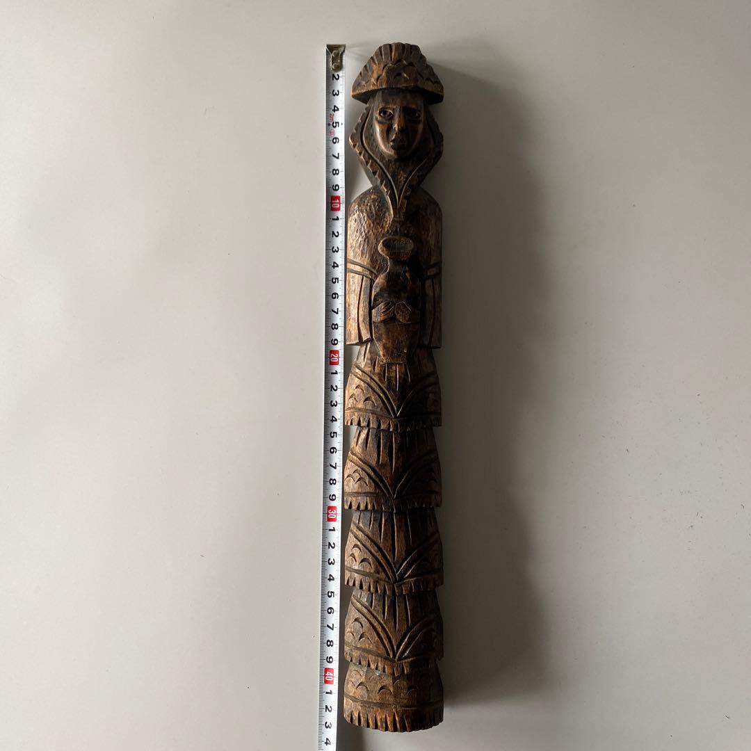 フランス入手 アフリカ木彫 祖霊像 高さ40cm超 プリミティブアート 木彫り像