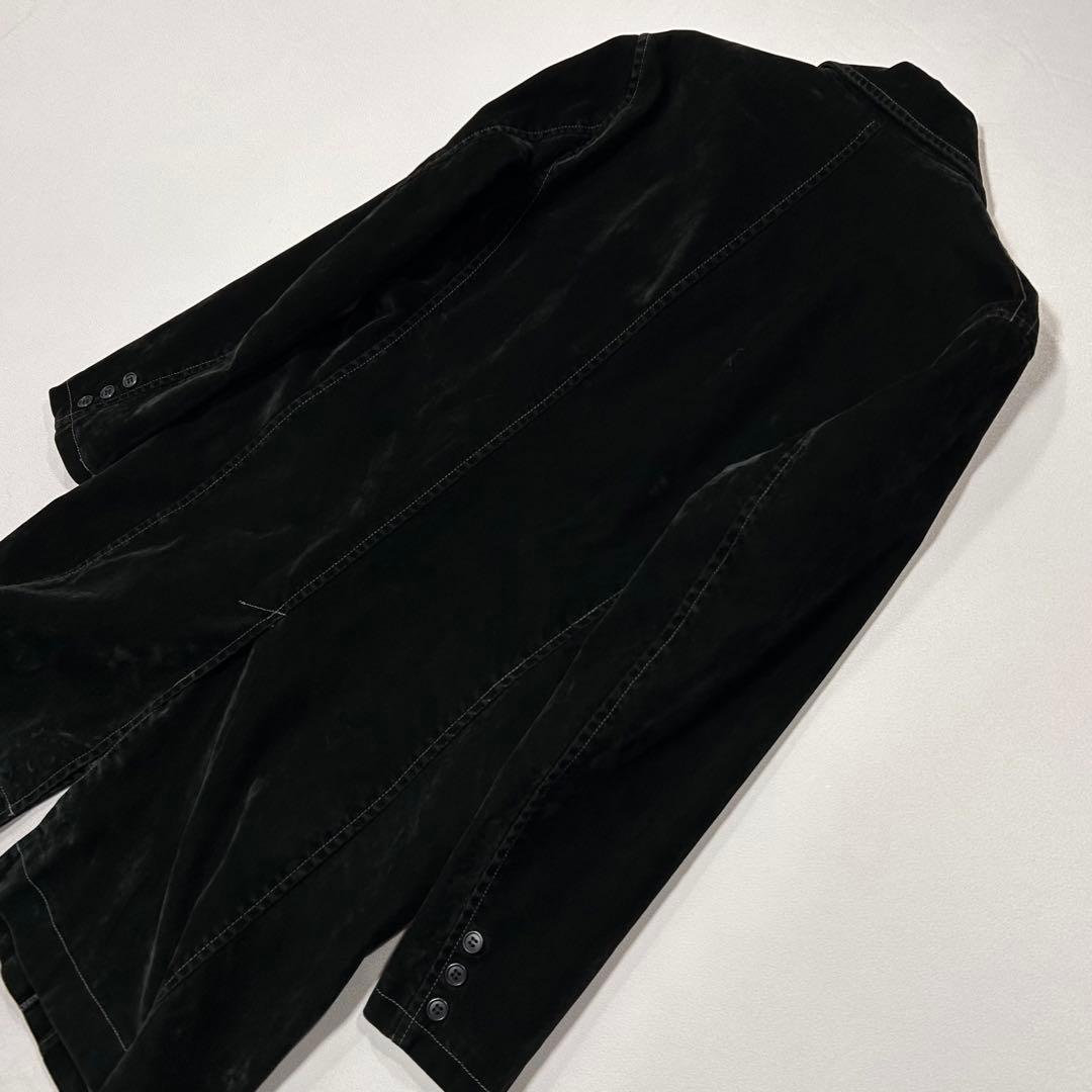 00s Morgan レーヨン ベロア ロングコート 光沢 モードロック 平成