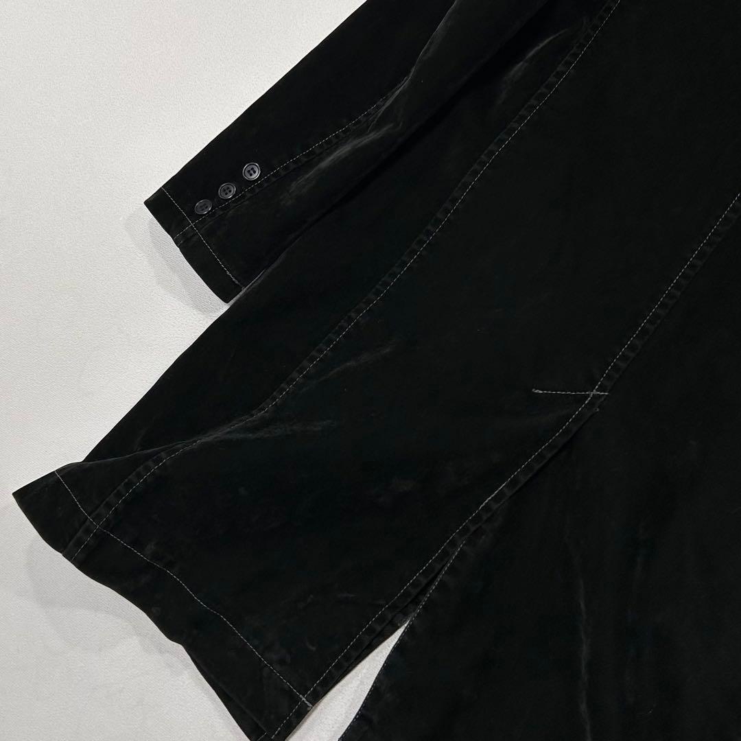 00s Morgan レーヨン ベロア ロングコート 光沢 モードロック 平成