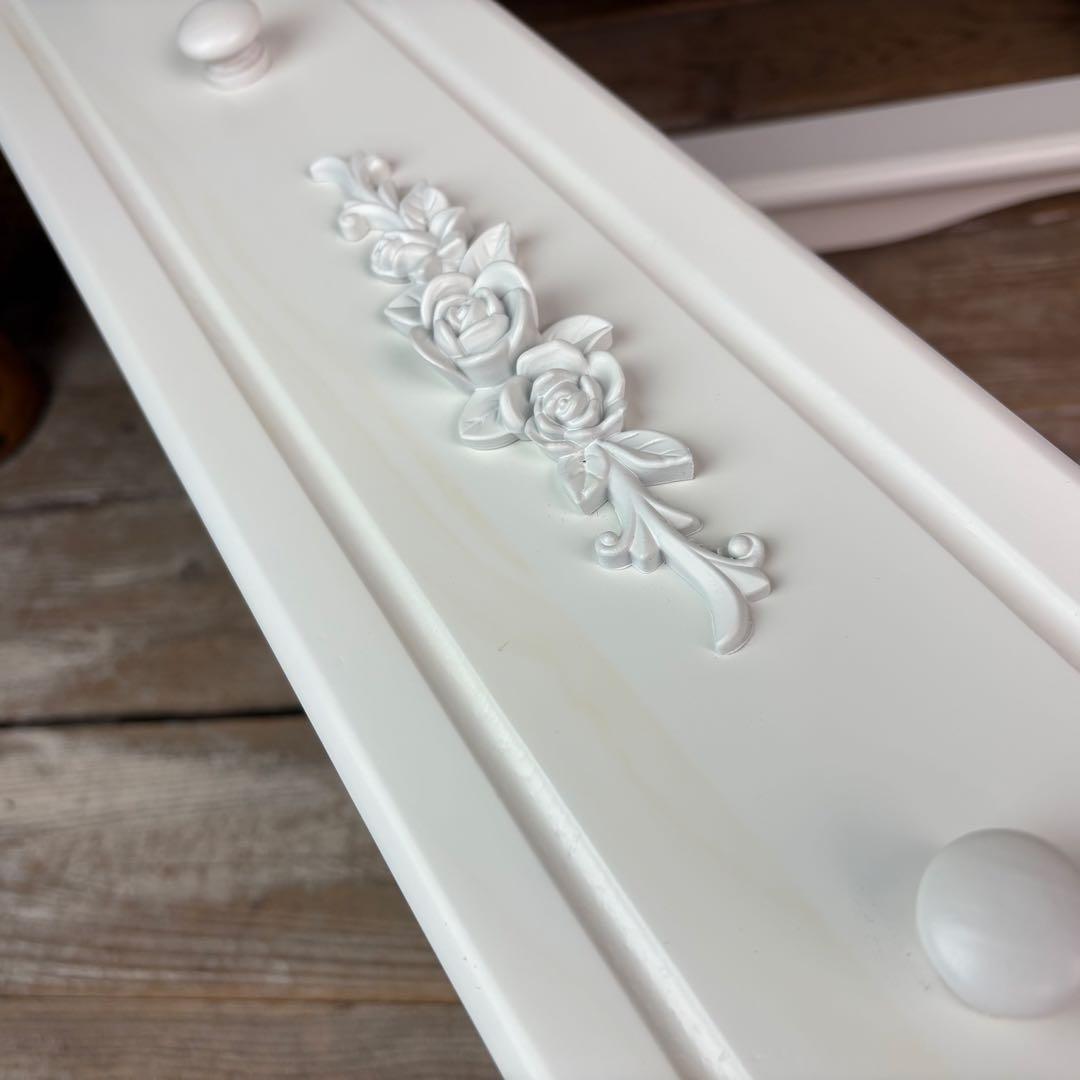 訳あり品！【99】フレンチ調ホワイトチェスト三段四つ引き木製収納家具姫系タンス