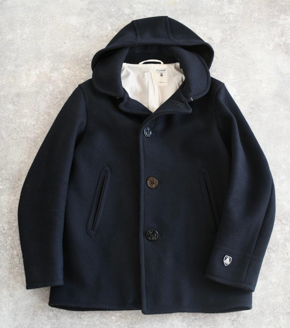 Orcival 3 フードコート　P ダッフルコート　ネイビー　メルトン