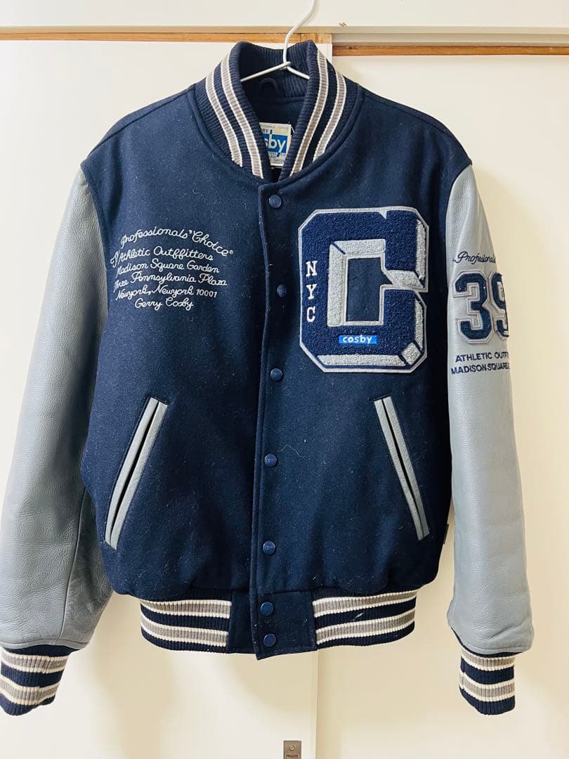 Crosby スタジャン ネイビー/グレー(袖は牛革)