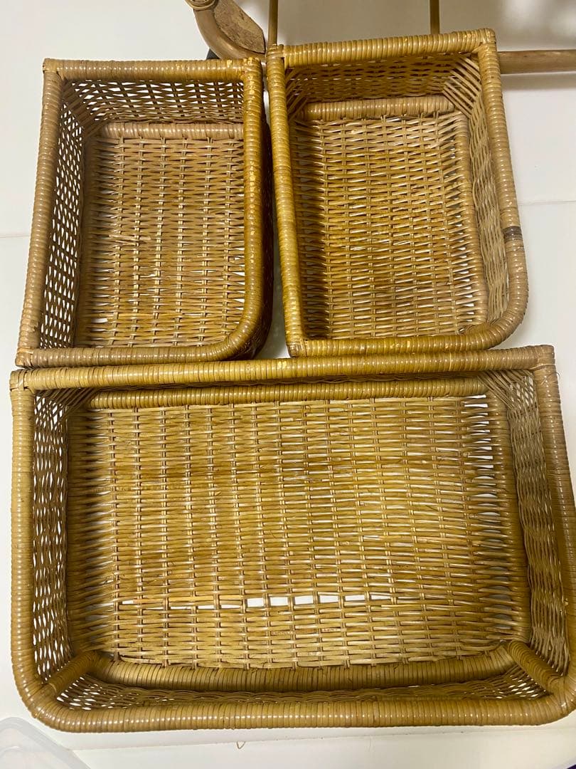 【藤・ラタン】ハンガーラック　棚　ラック　引き出し　収納　籐家具　アンティーク