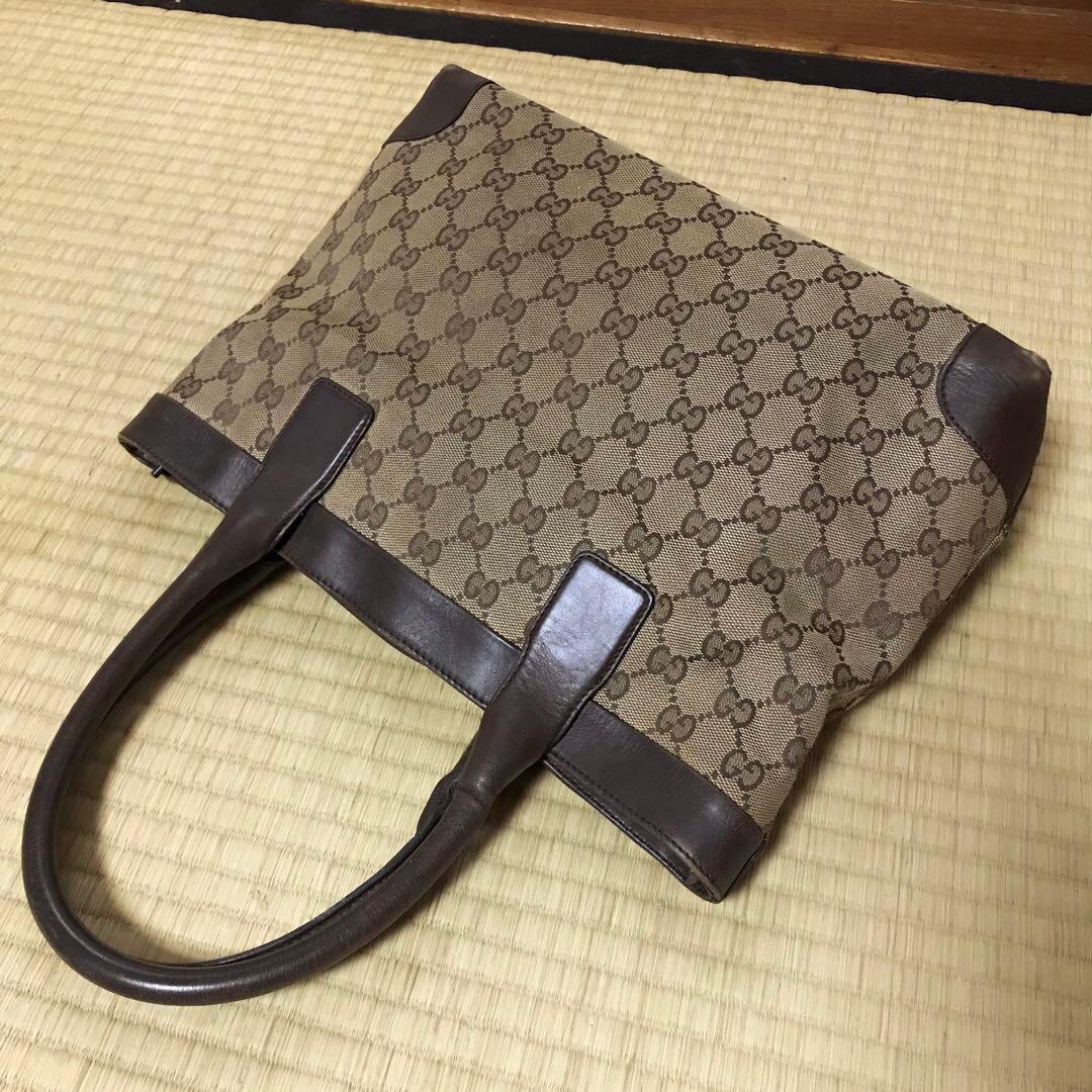 GUCCI GGトートバッグ ベージュ・ブラウン　ハンドバッグ　肩掛け