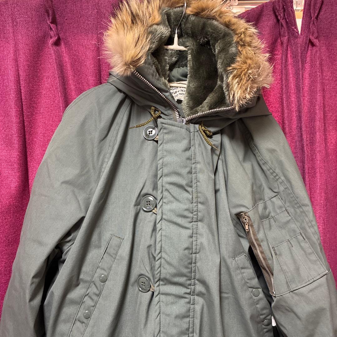 状態良好ヴィンテージリアルファー付きフード ミリタリージャケットN-3B90s