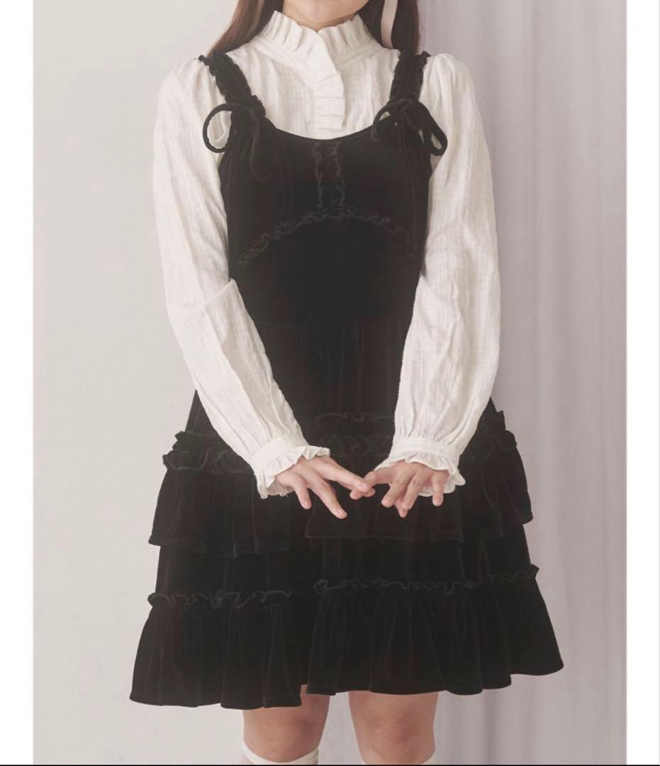 merryjenny コルセットベロアミニワンピース ブラック