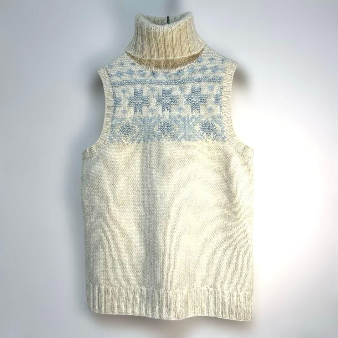 美品☆ラルフローレン カシミヤ100％ ニットベスト 雪柄 アイボリー 激レア