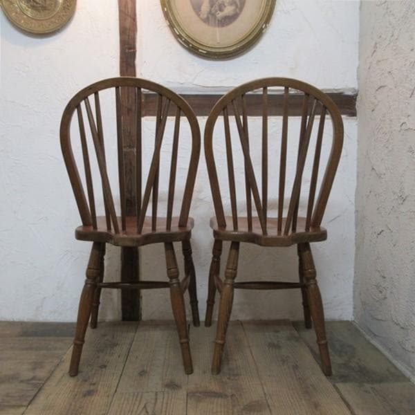 イギリス直輸入 アンティーク 家具 キッチンチェア 2脚セット 4751e