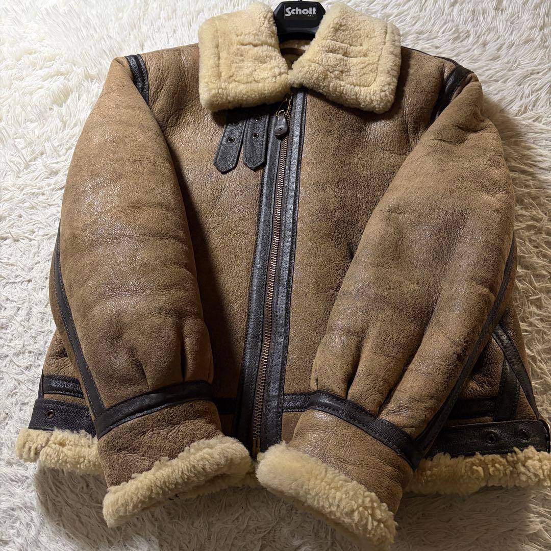 【米国製】schott フライトジャケット　B-3 羊革　ムートン　ボア　42