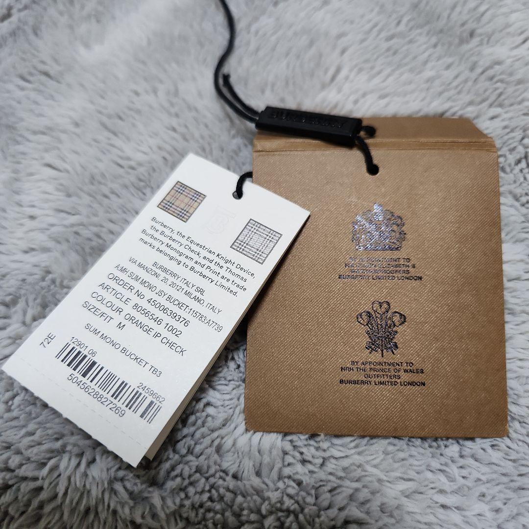 BURBERRY バーバリー バケットハット ハットM５７cm　オレンジ黒幾何学