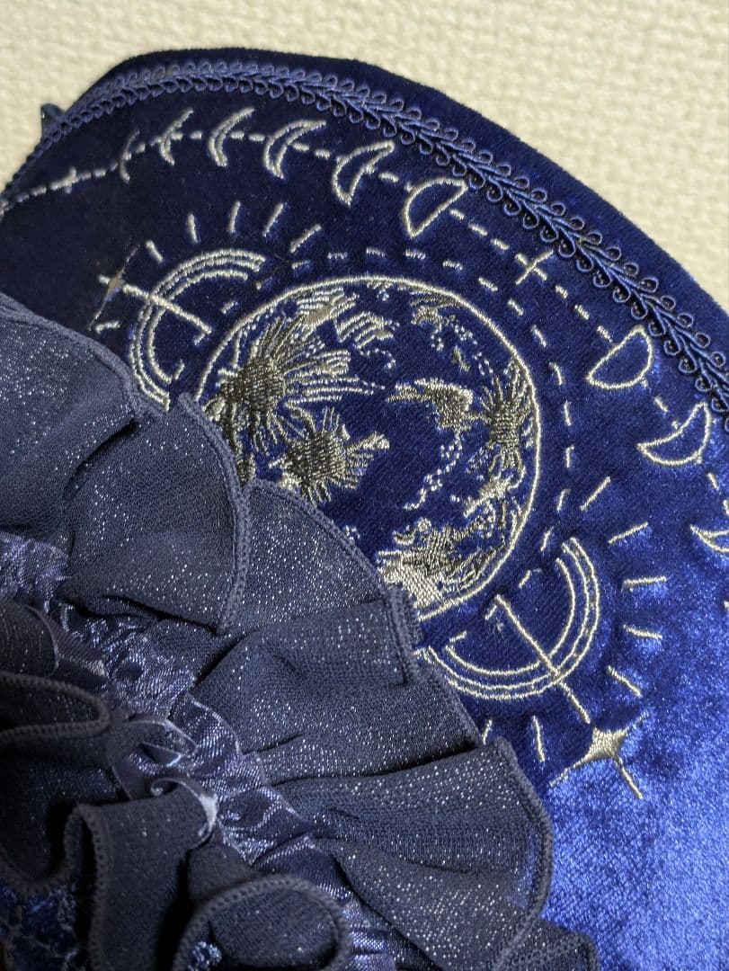 月の満ち欠け　ベルベット刺繍ボンネット/星箱Works