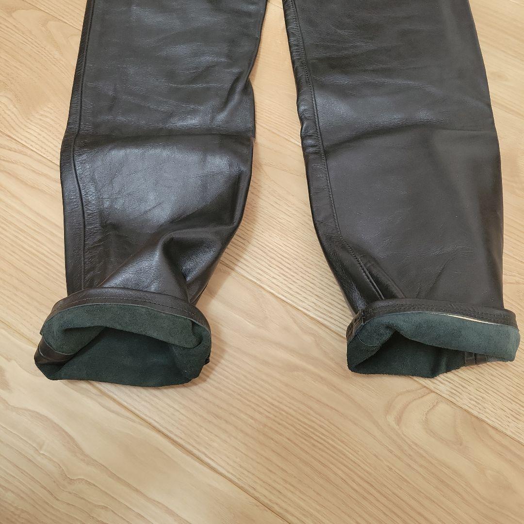 Aero エアロレザー ストレート　革パン 黒