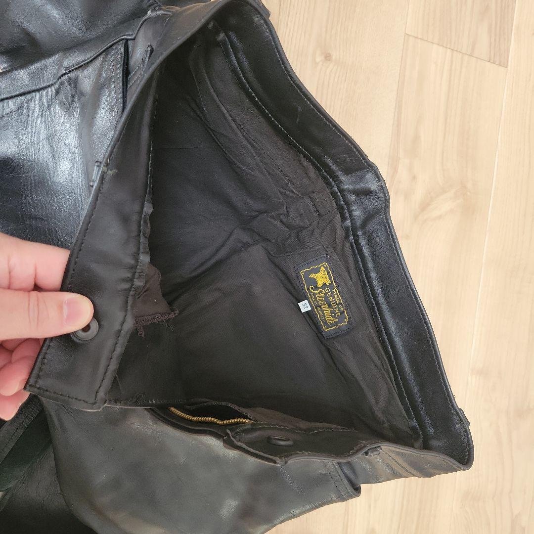 Aero エアロレザー ストレート　革パン 黒