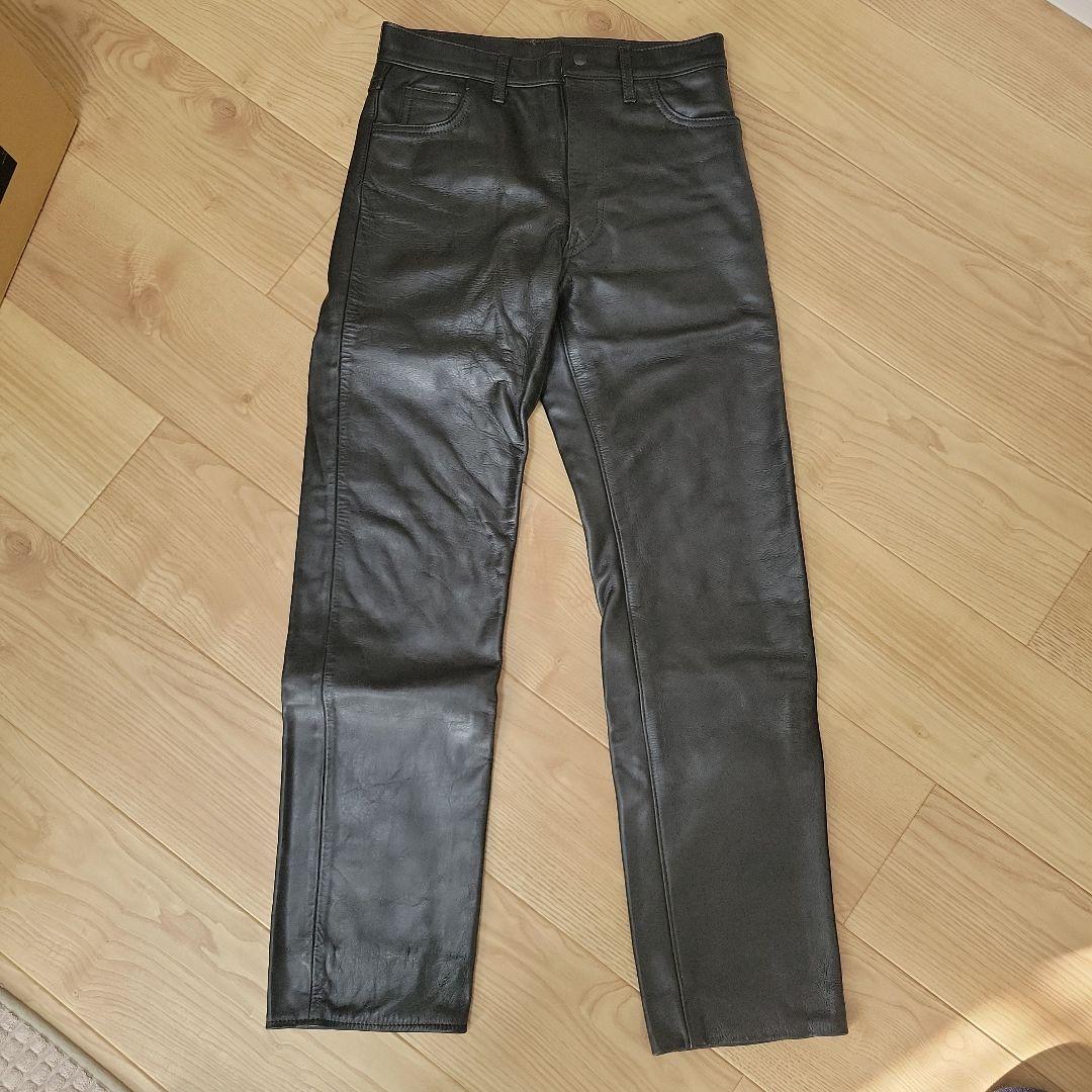 Aero エアロレザー ストレート　革パン 黒