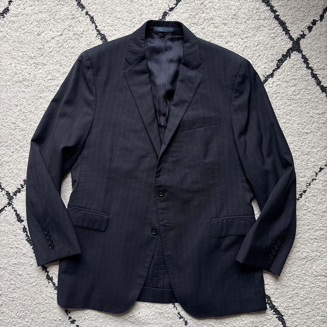 ポロバイラルフローレン　スーツ　セットアップ　ネイビー　ストライプ　イタリア製