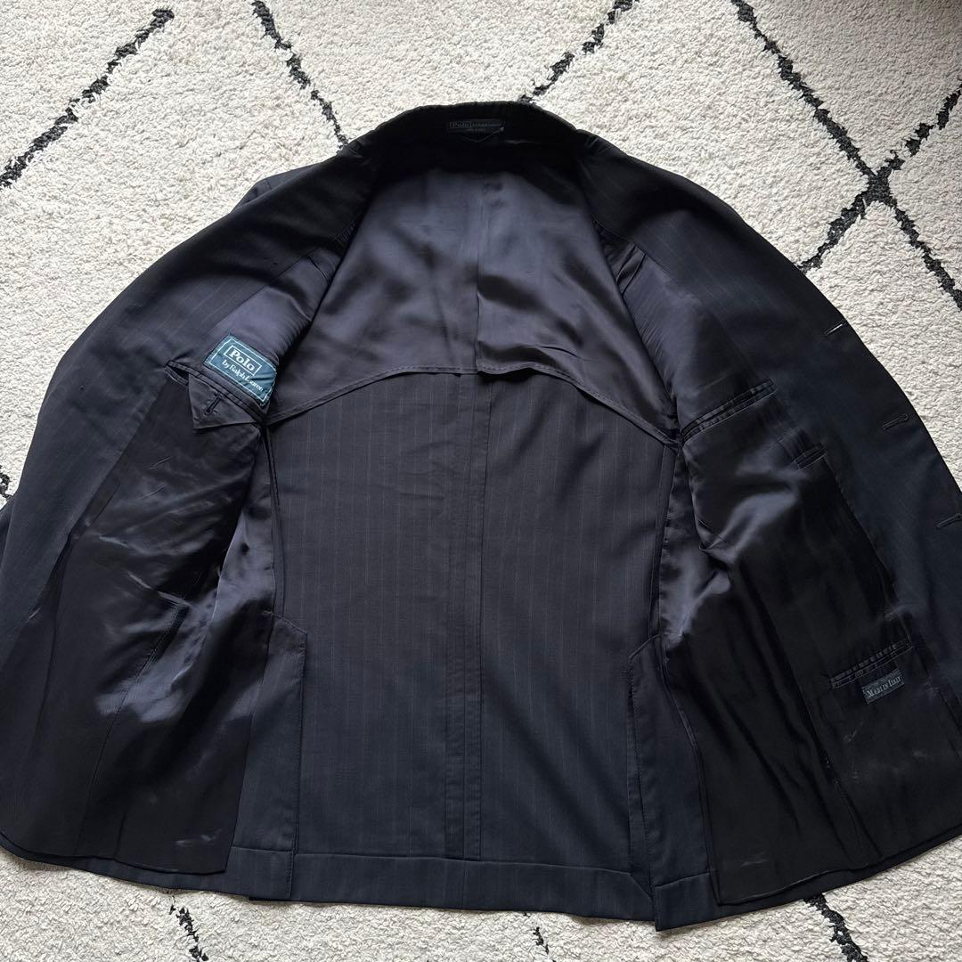 ポロバイラルフローレン　スーツ　セットアップ　ネイビー　ストライプ　イタリア製