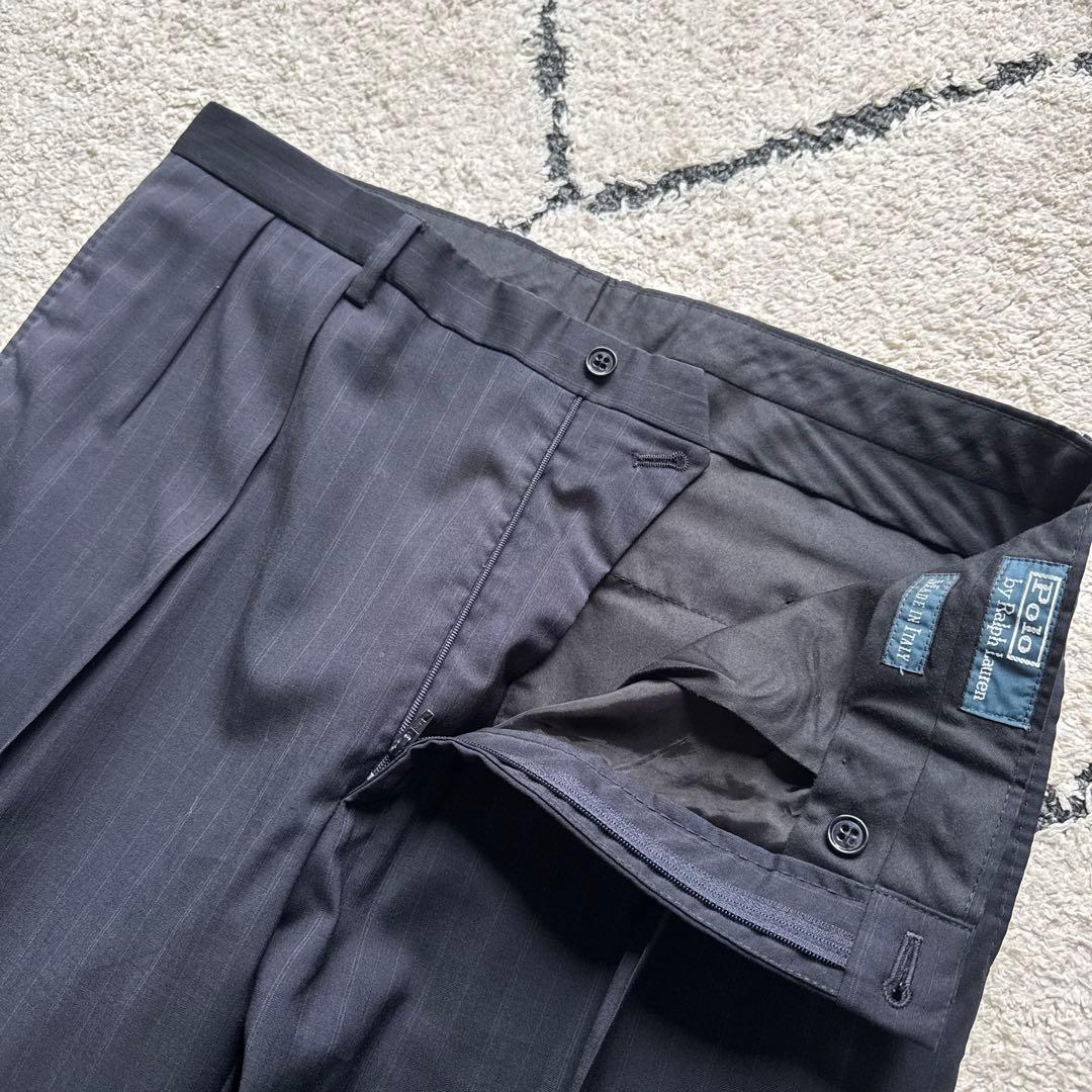 ポロバイラルフローレン　スーツ　セットアップ　ネイビー　ストライプ　イタリア製