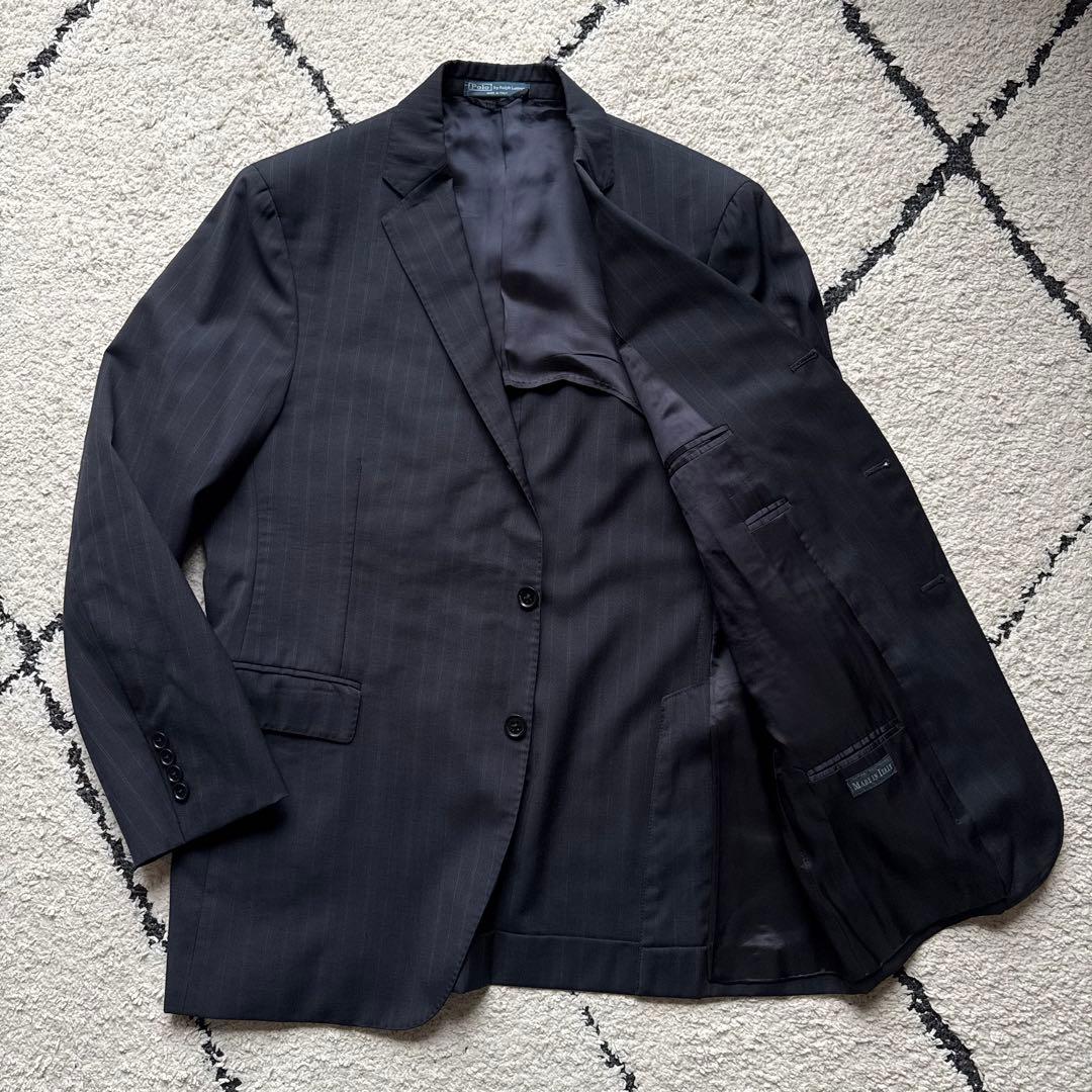 ポロバイラルフローレン　スーツ　セットアップ　ネイビー　ストライプ　イタリア製