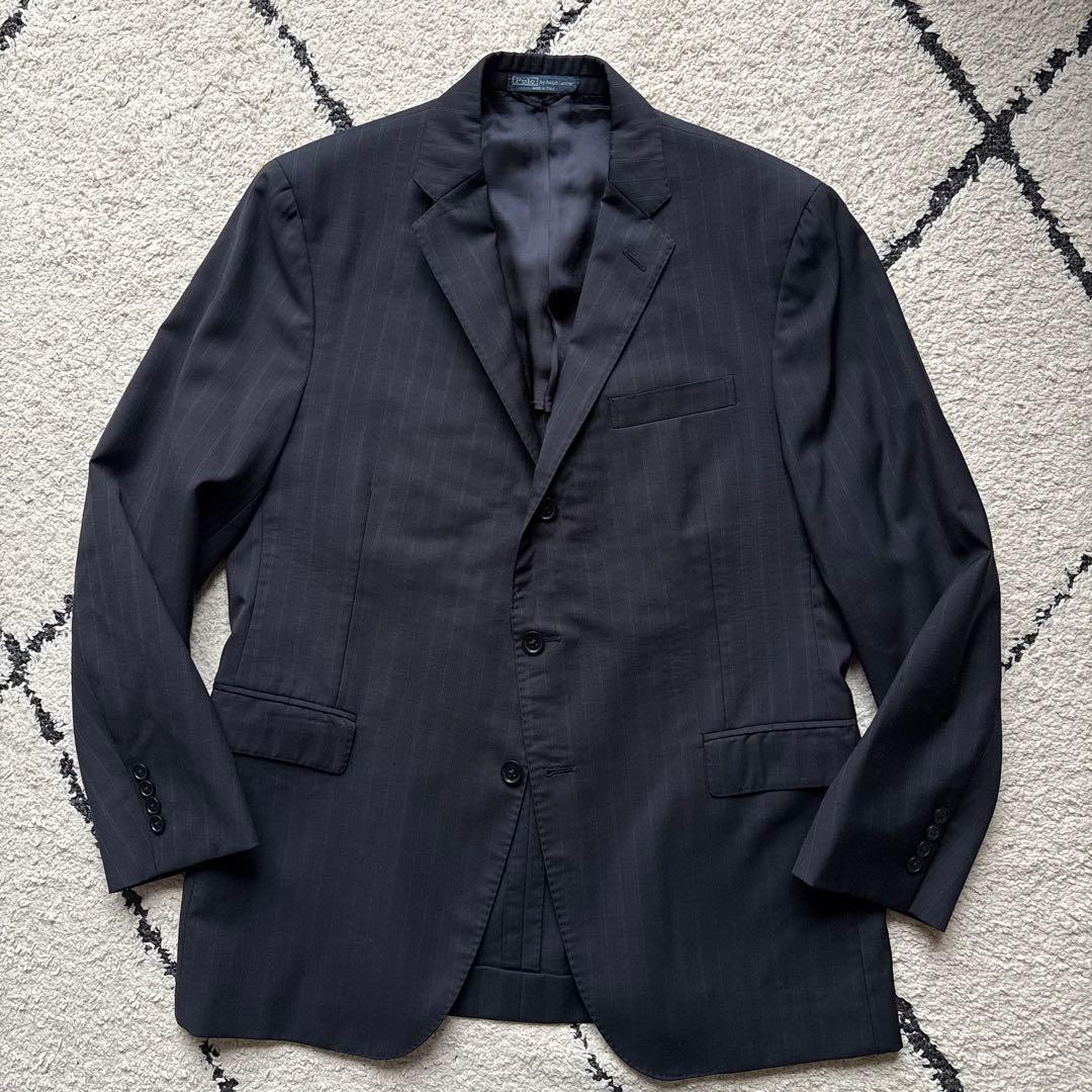 ポロバイラルフローレン　スーツ　セットアップ　ネイビー　ストライプ　イタリア製