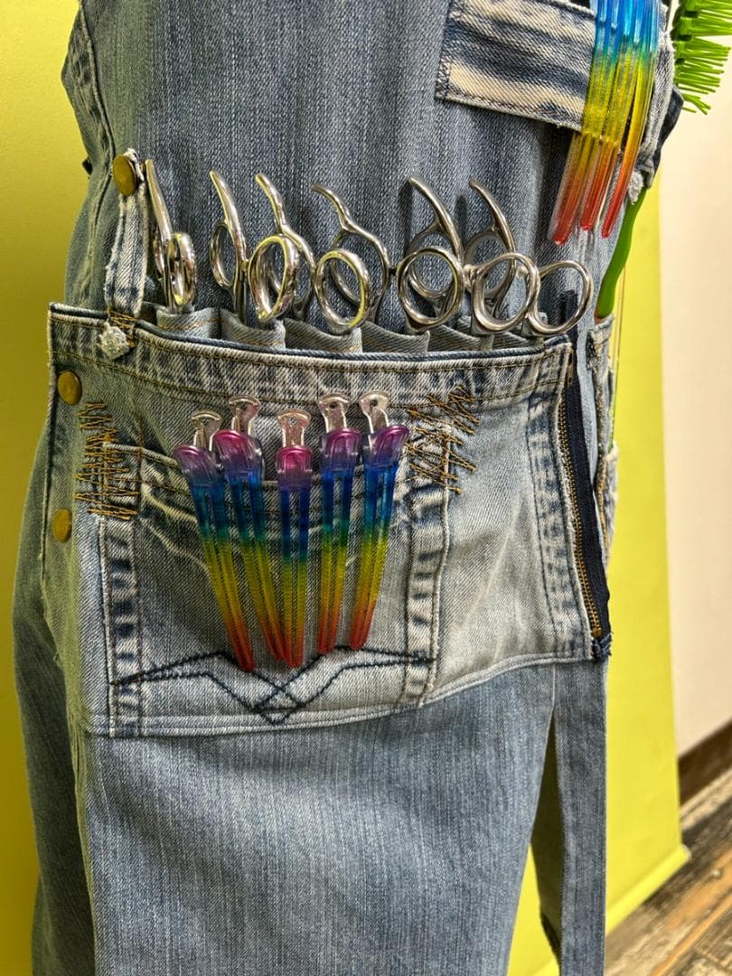 シザーケース シザーバック　美容師　トリマー　ハンドメイド 　カフェエプロン