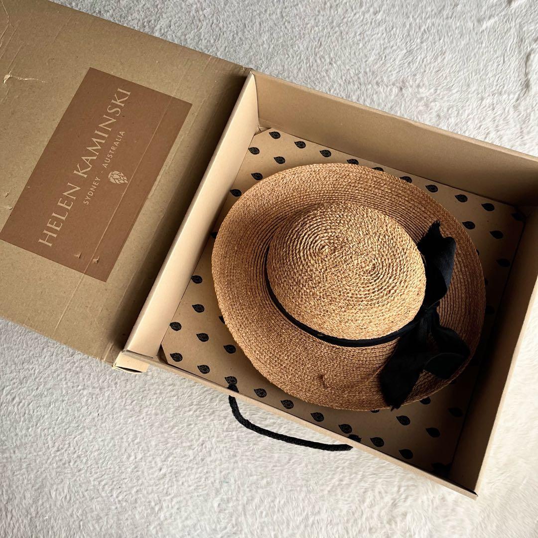 ヘレンカミンスキー ニューポート ラフィアハット 麦わら帽子 リボン