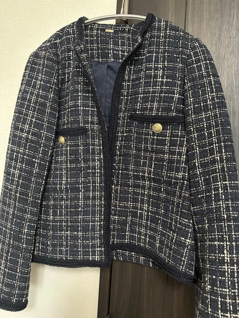 Mila Owen パッチポケット金ボタンツイードジャケット