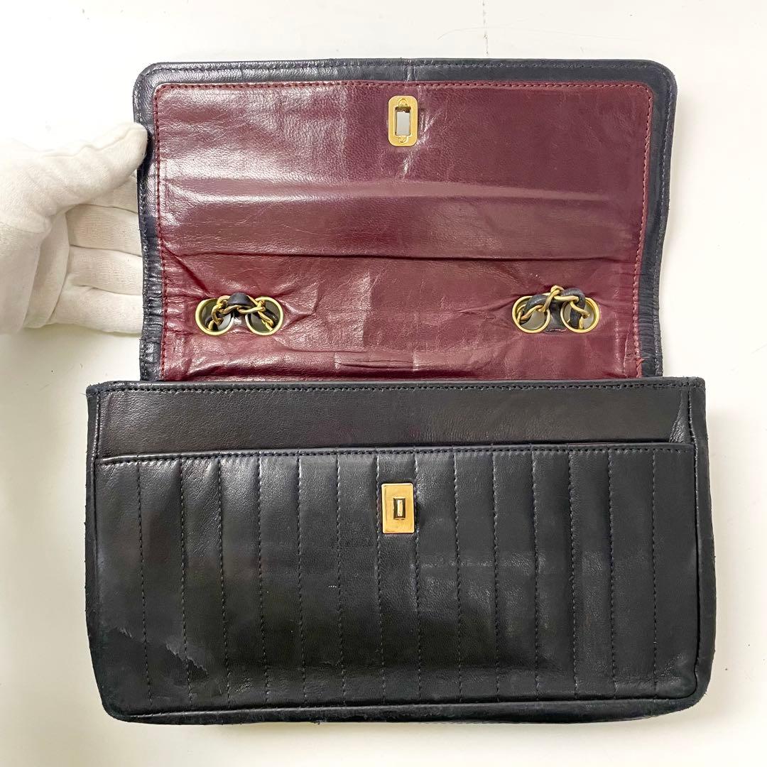 ららシャネル　マドモワゼル　ラムスキン　ターンロック　チェーンショルダー