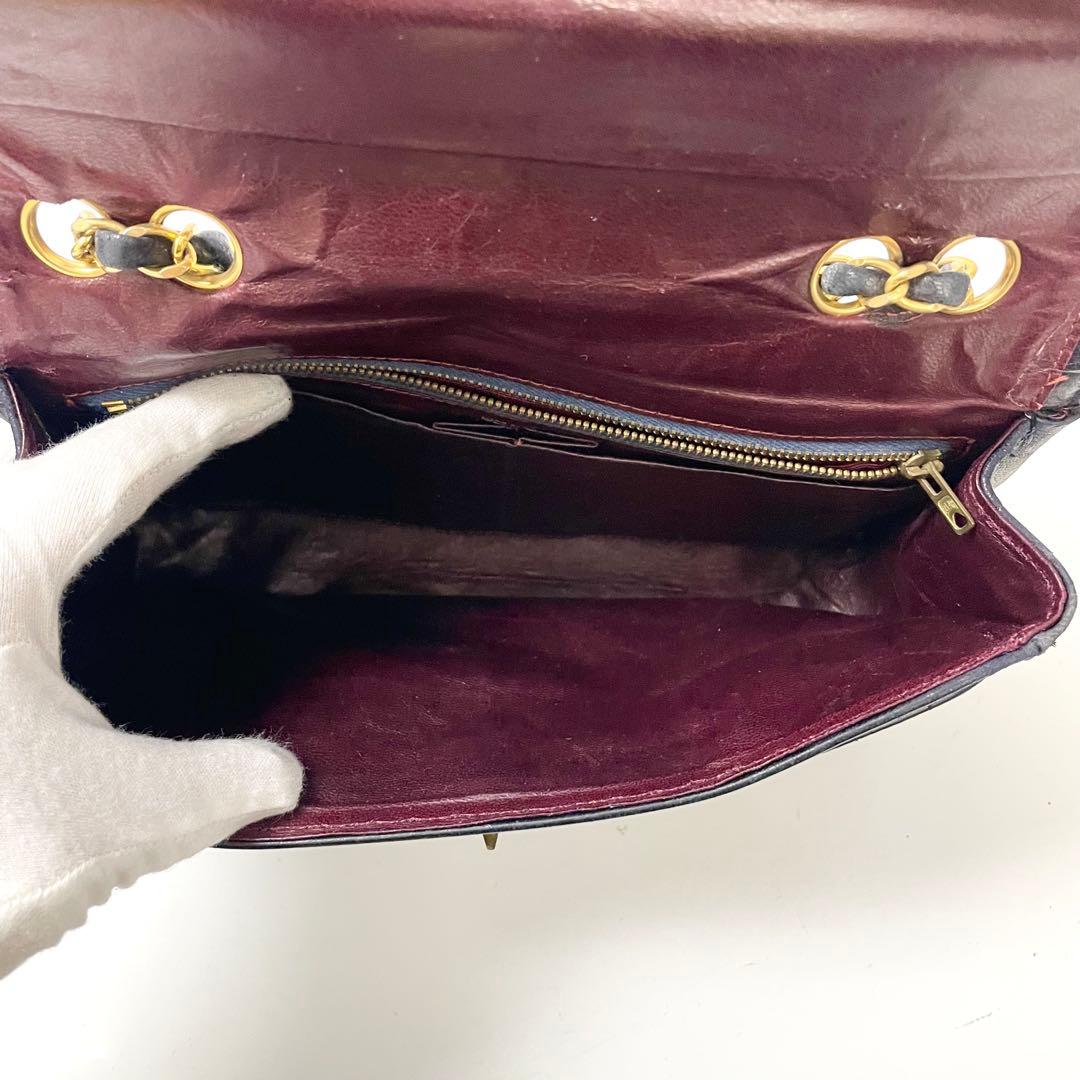 ららシャネル　マドモワゼル　ラムスキン　ターンロック　チェーンショルダー