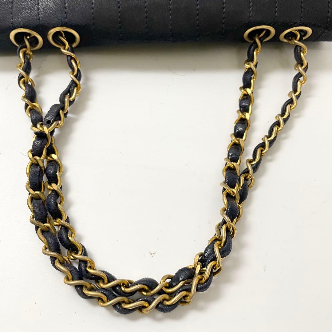 ららシャネル　マドモワゼル　ラムスキン　ターンロック　チェーンショルダー