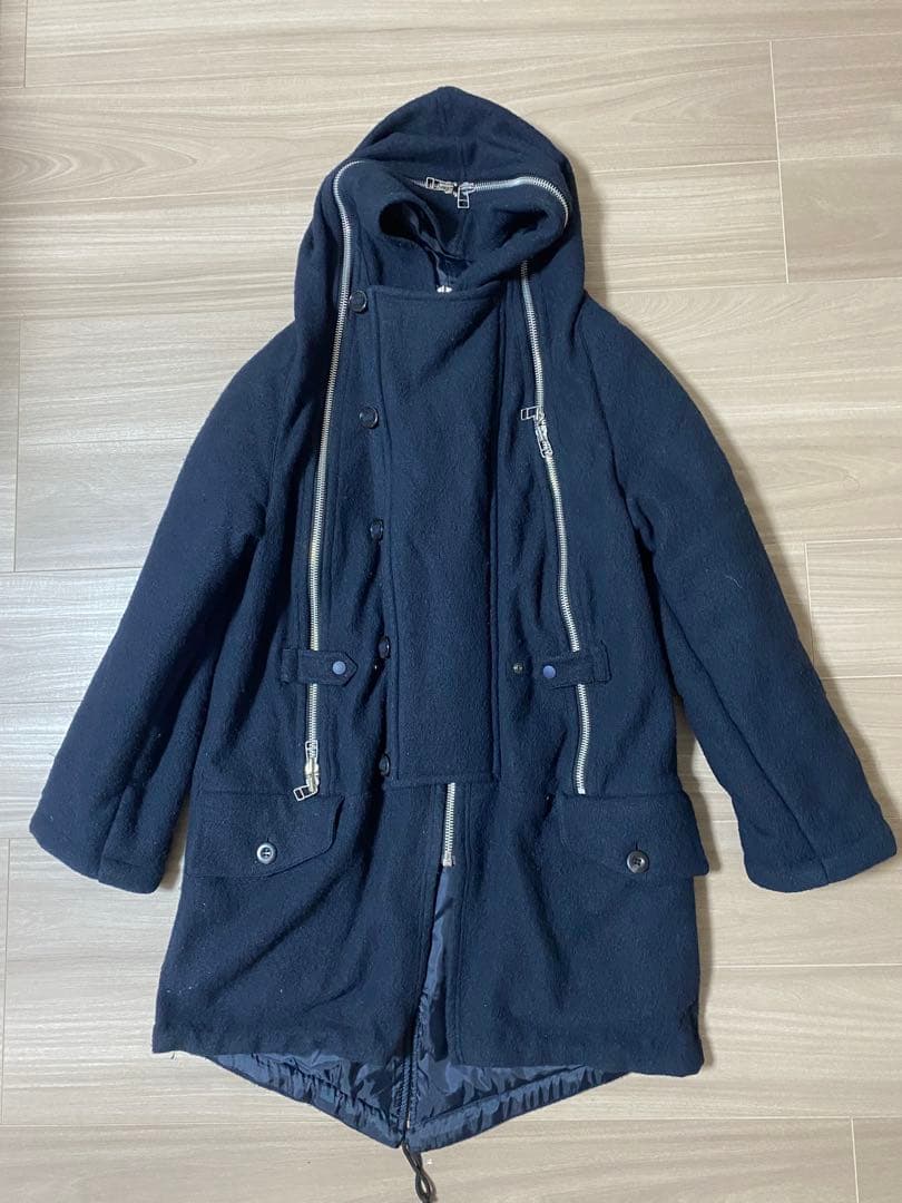 FINAL  ネイビー ダッフルコート 多重ジップ