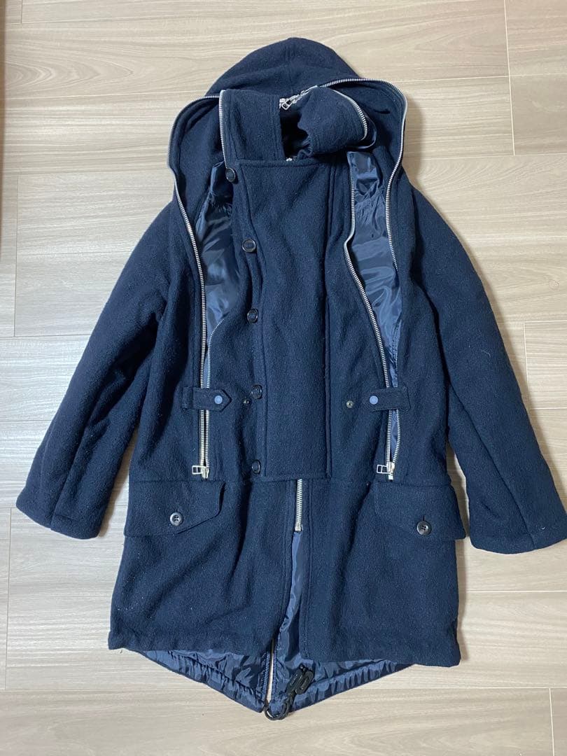FINAL  ネイビー ダッフルコート 多重ジップ