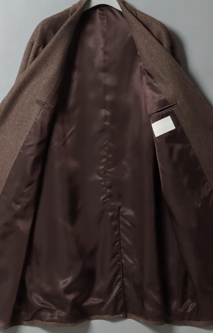 GOOVI ウールカシミヤソフトツイードシングルチェスターコート サイズ2 新作