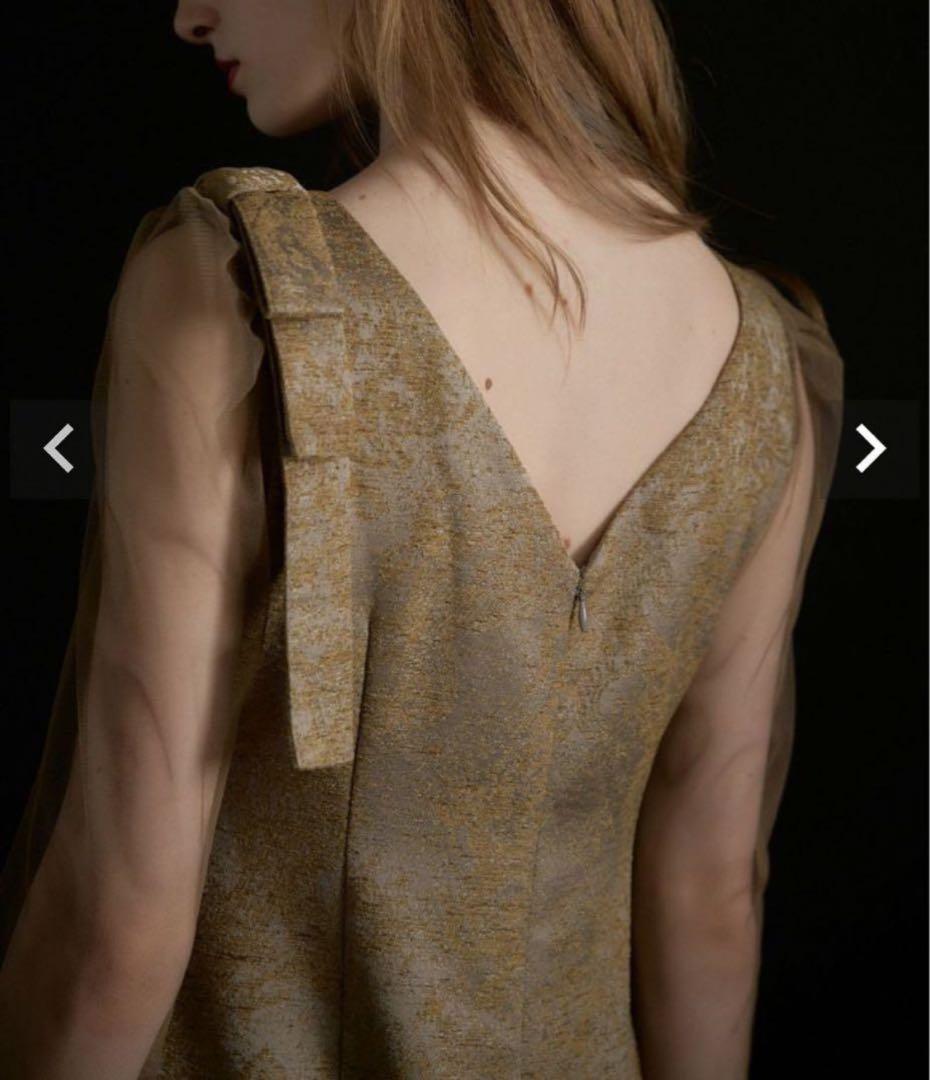 LE’RURE Shoulder ribbon jacquard dress