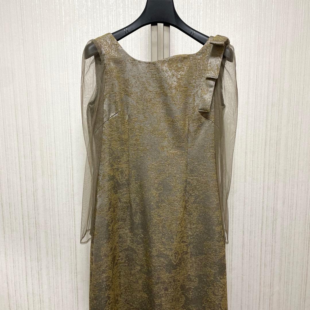 LE’RURE Shoulder ribbon jacquard dress