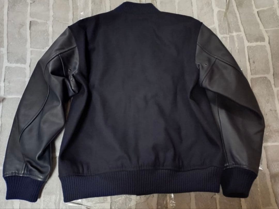 【XLサイズ】【ネイビー】【極美品】【BEAMS】【スタジャン】【羊革】袖レザー