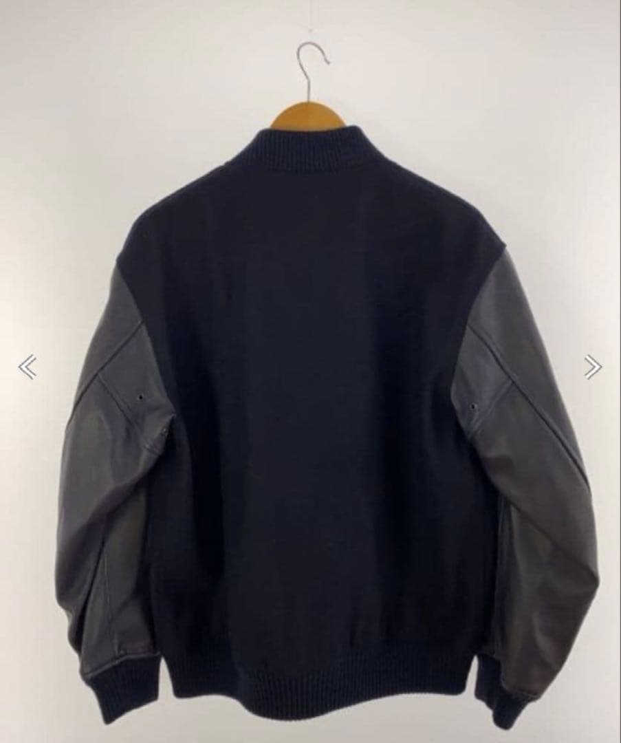 【XLサイズ】【ネイビー】【極美品】【BEAMS】【スタジャン】【羊革】袖レザー