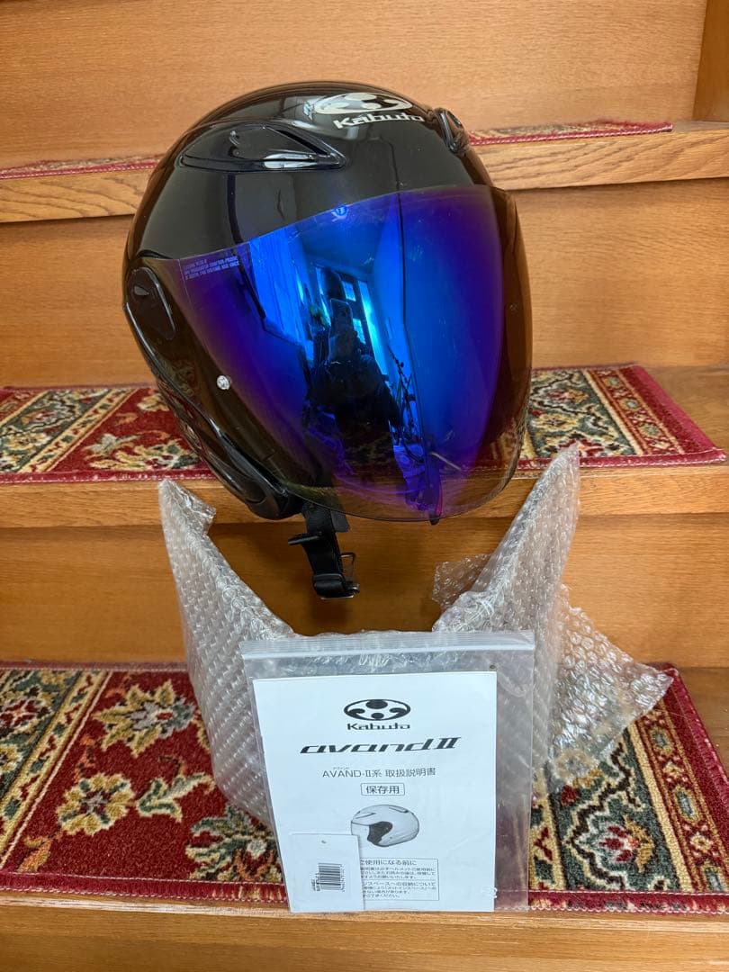 ②KABUTO guard II ジェットヘルメット ブラック/ブルーシールド