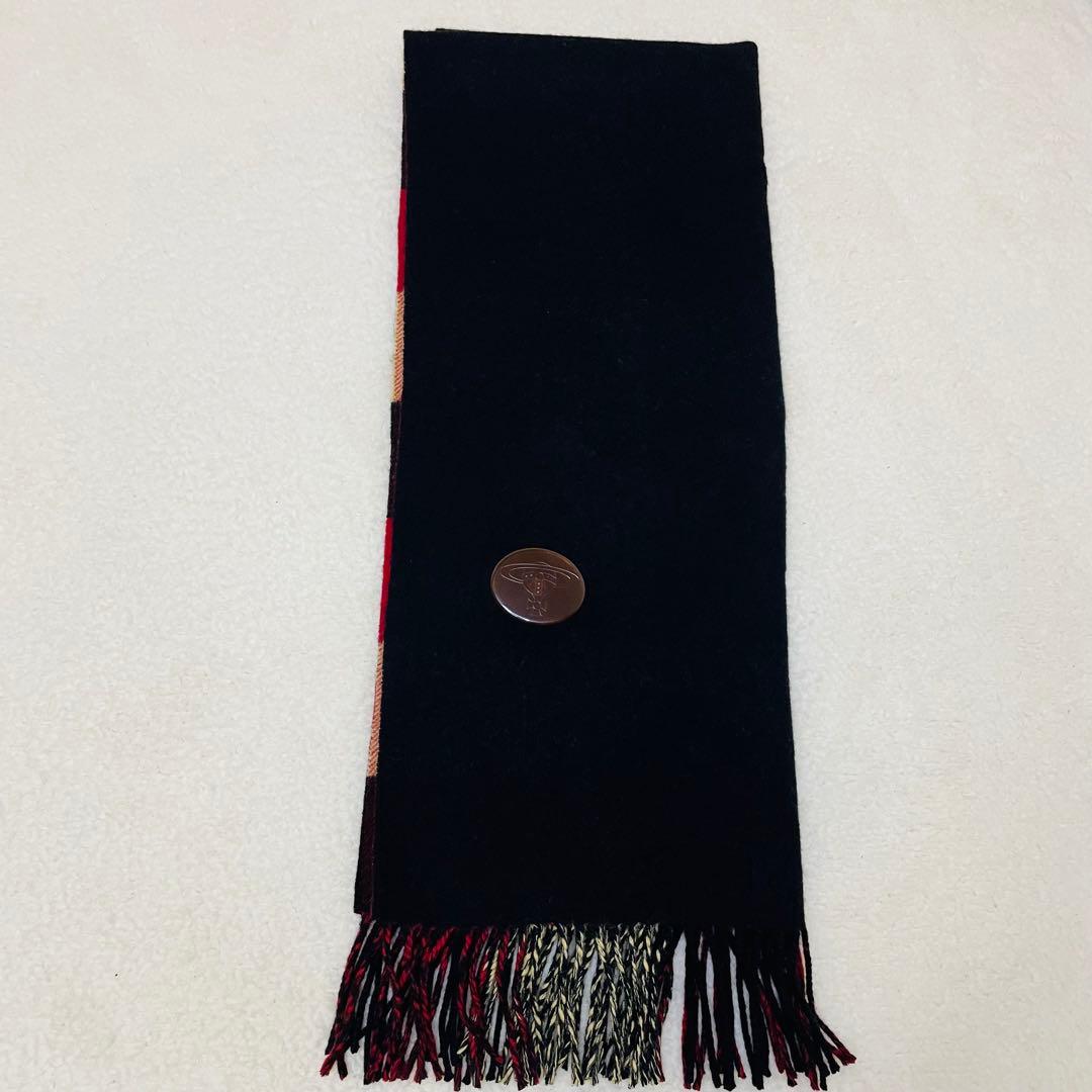 ヴィヴィアンウエストウッド マフラー オーブボタン リバーシブル チェック 黒