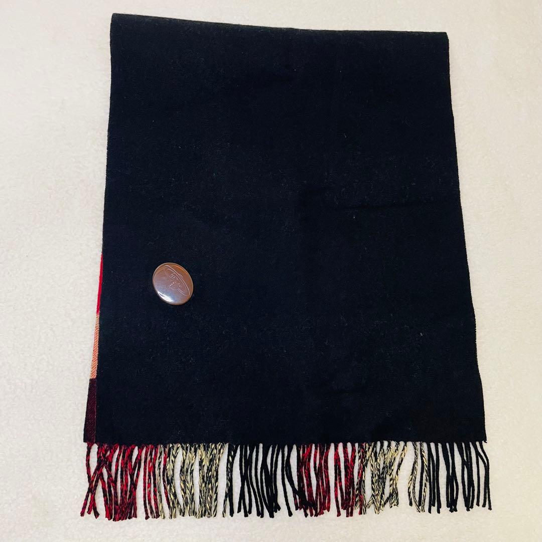 ヴィヴィアンウエストウッド マフラー オーブボタン リバーシブル チェック 黒