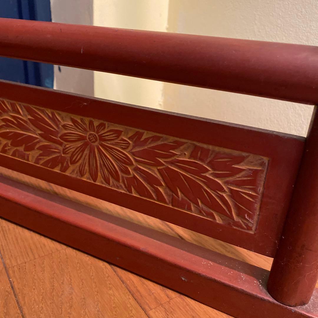 朱色の木製衣桁　高さ152 幅154 （たのメル便8600円送料込み）