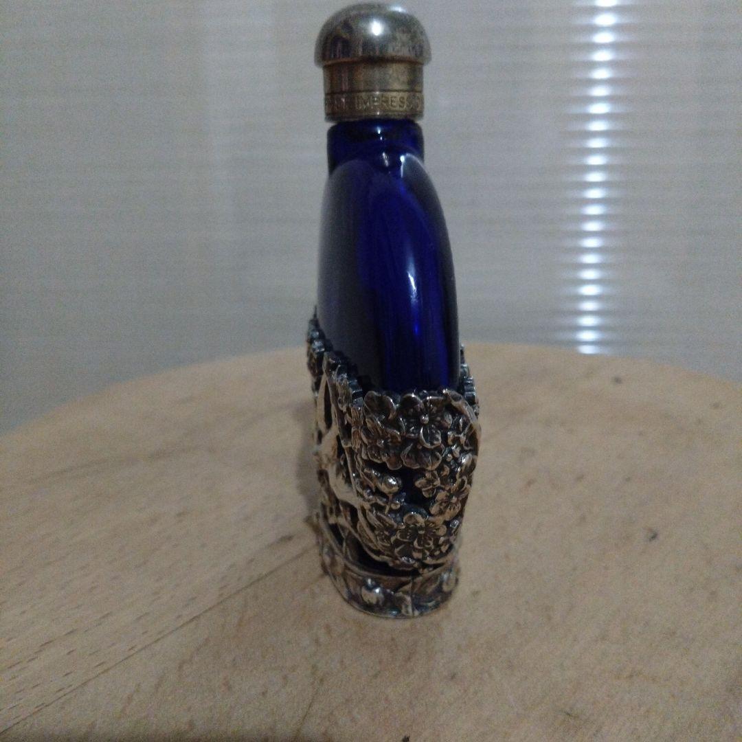 アンティーク　コバルトブルー 香水瓶　ツバメ