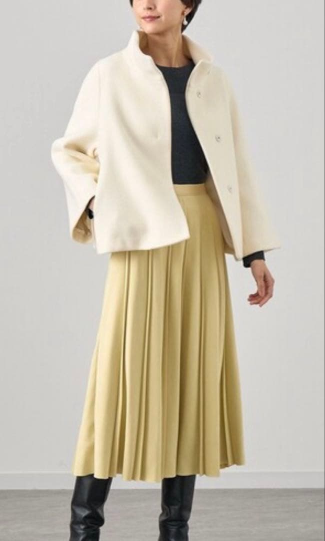 アナイ ANAYI ウールビーバー ショートコート オフホワイト 38(9号)