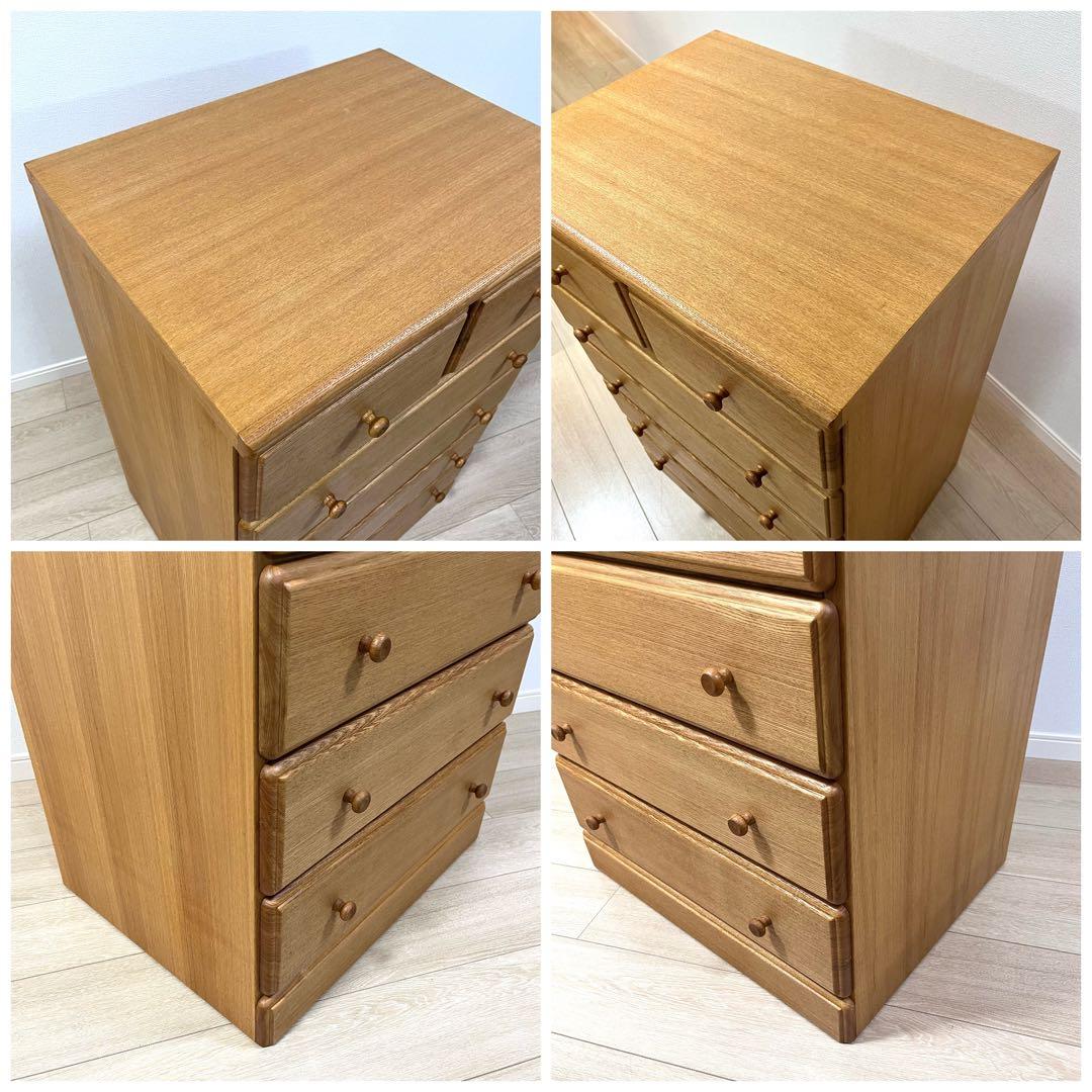 ち06【美品】起立木工 天然木タモ材 チェスト 5段 国産家具 収納タンス