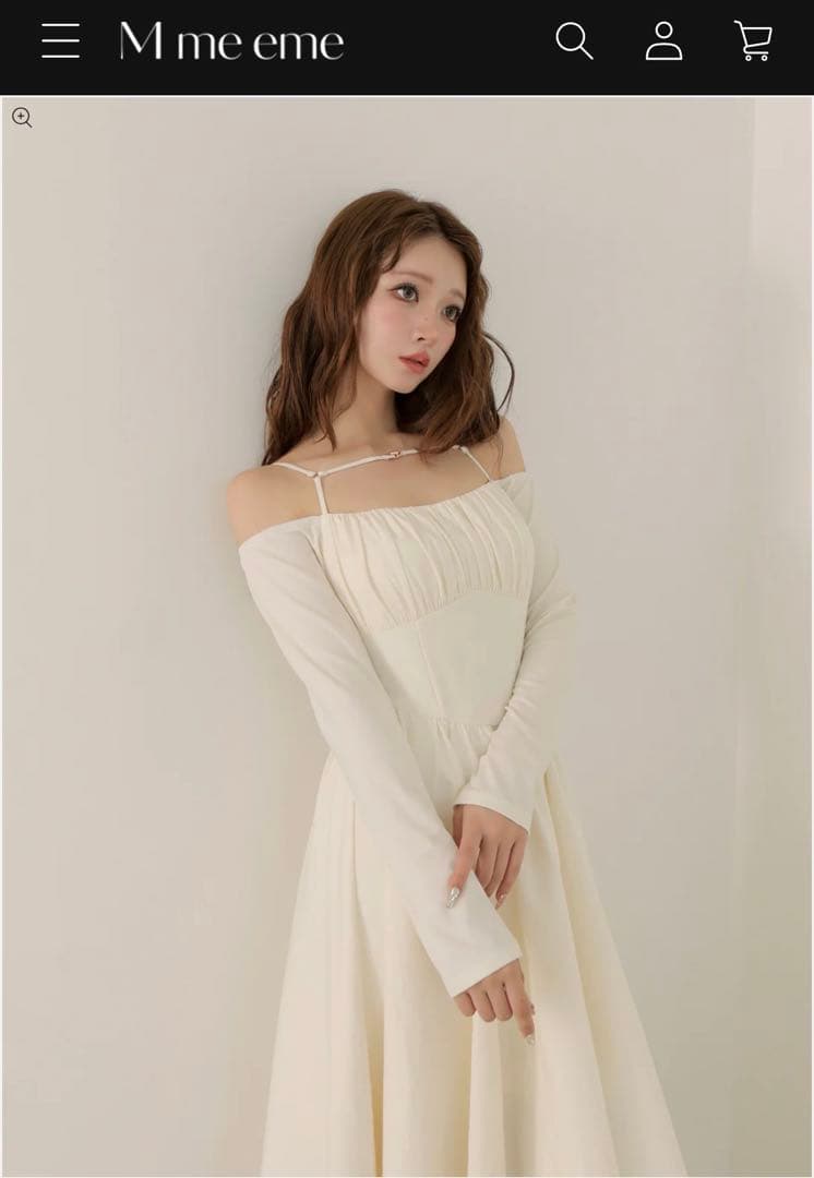 エムミーエメ　アイボリー オフショルダー フレアドレス