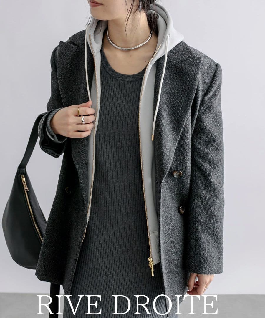 新品 RIVE DROITE コート感覚で羽織れる ヘリンボンジャケット