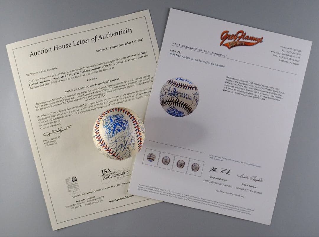 野茂英雄 95年ナショナル・リーグ オールスターチーム直筆サインボール/大谷翔平