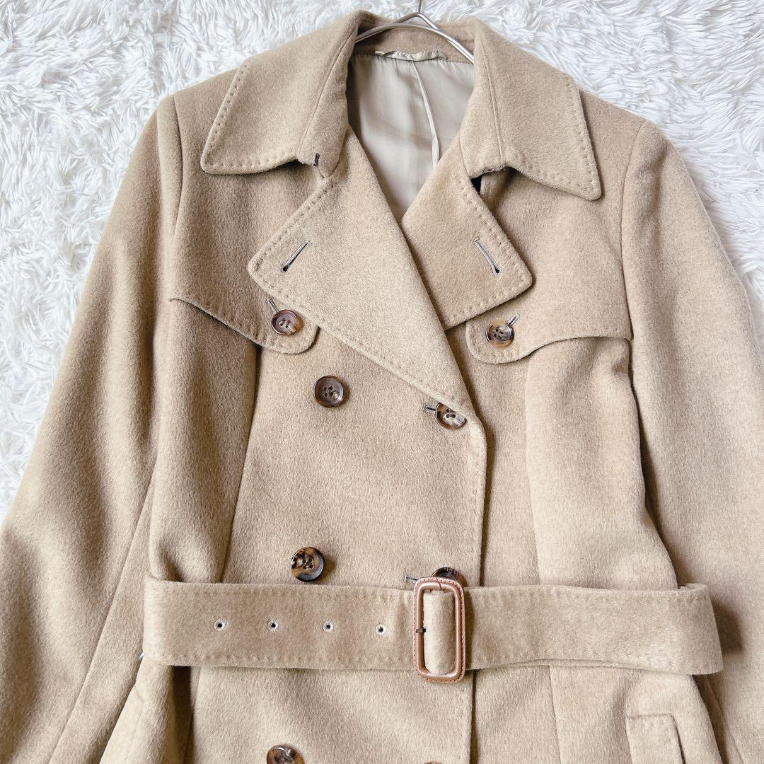 美品 アナイ カシミヤ100% ダブル トレンチコート ロング丈 36 キャメル
