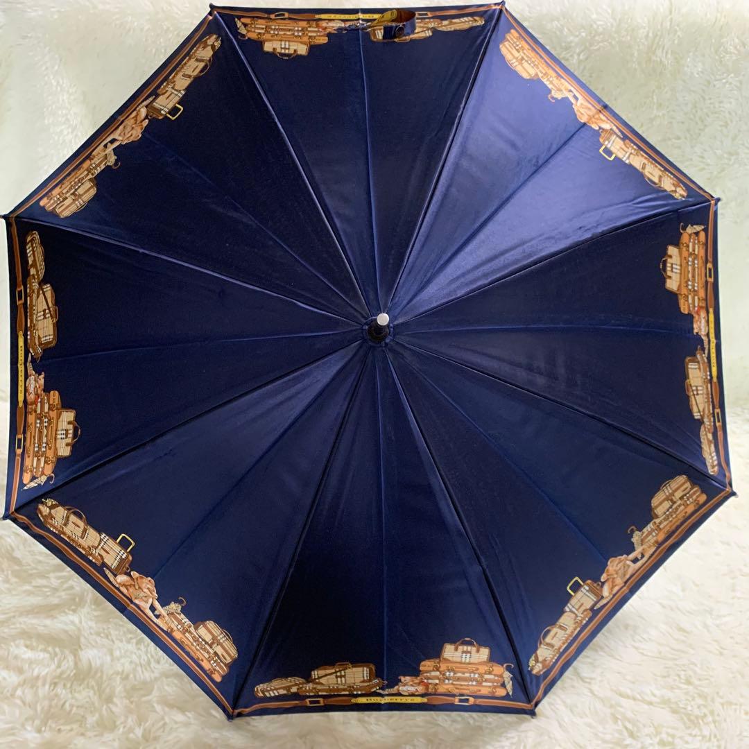 極希少✨バーバリー 長傘 雨傘 ノバチェック テディベア柄 クマ ネイビー