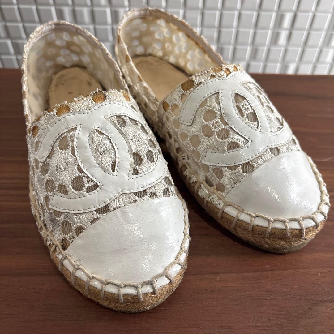 CHANNEL シャネル レース エスパドリーユ サンダル 36